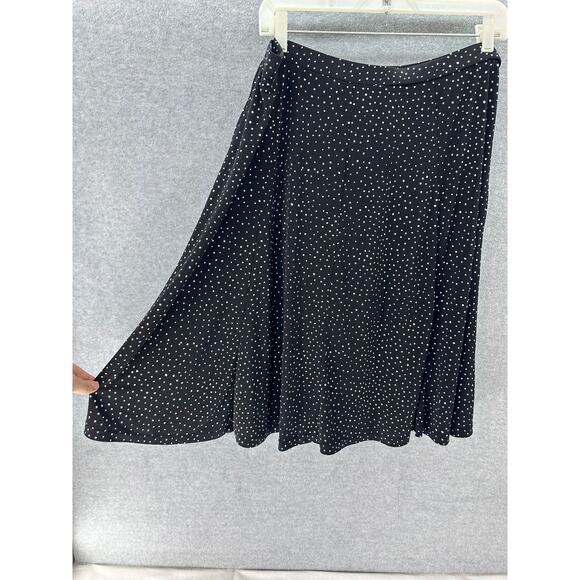 Liz & Co Liz Claiborne Womens sz XL Elastic Waist Polka Dot Black Skirt Y2K Work - Picture 4 of 8